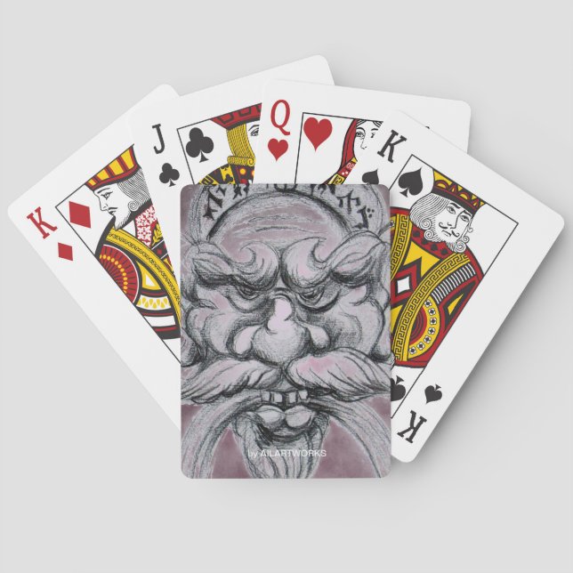 TAROT/ANTIQUE FANTASY GROTESQUE MASK Black White Playing Cards (Back)