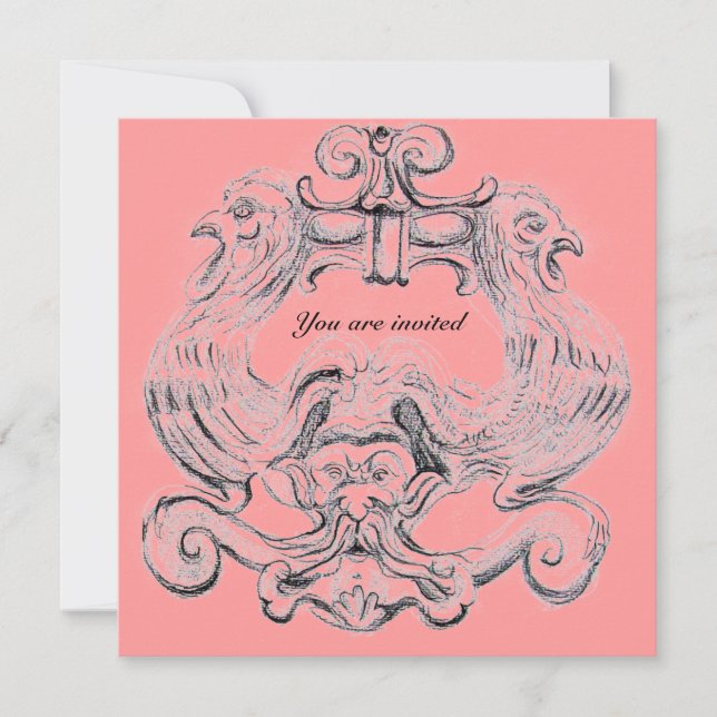 TAROT/ ANTIQUE FLORENTINE GROTESQUE FANTASY INVITATION (Front)