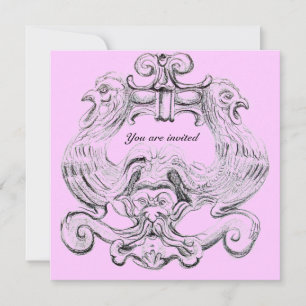 TAROT/ ANTIQUE FLORENTINE GROTESQUE Pink Black Invitation