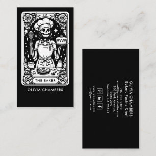 Tarot Baker Black White Pastry Chef Dessert  Business Card