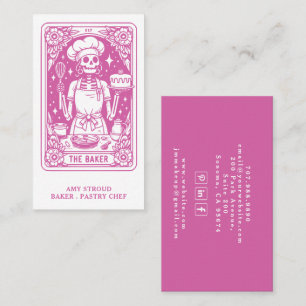 Tarot Baker Pastry Chef Hot Pink Business Card