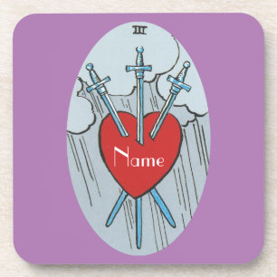 Tarot Card 3 Swords Thunder_Cove Coaster