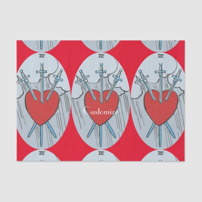 Tarot Card 3 Swords Thunder_Cove  Tissue Paper (Front)