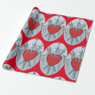 Tarot Card 3 Swords Thunder_Cove  Wrapping Paper