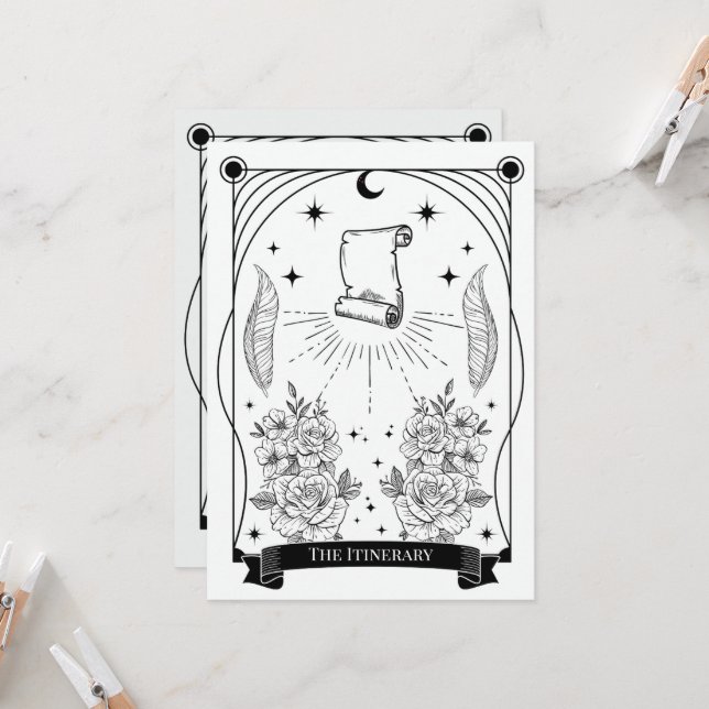 Tarot Card Bachelorette Party Itinerary (Front/Back In Situ)