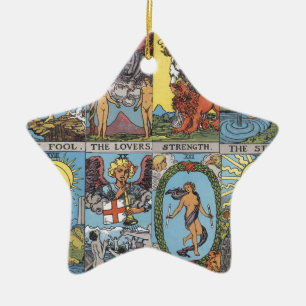 Tarot Card Collage Ceramic Ornament