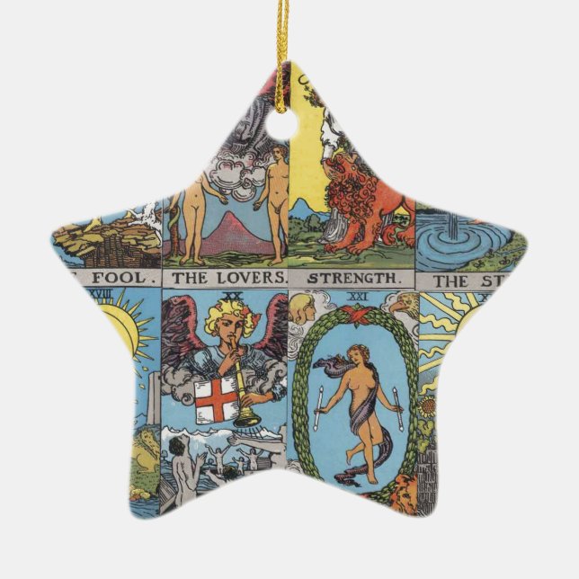 Tarot Card Collage Ceramic Ornament (Front)