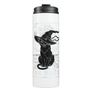 Tarot Card Crescent Moon And Black Cat Witch Hat H Thermal Tumbler