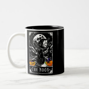 Tarot Card Crescent Moon And Black Cat Witch Hat H Two-Tone Coffee Mug