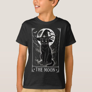 Tarot Card Crescent Moon And Black Cat Witch Hat T-Shirt