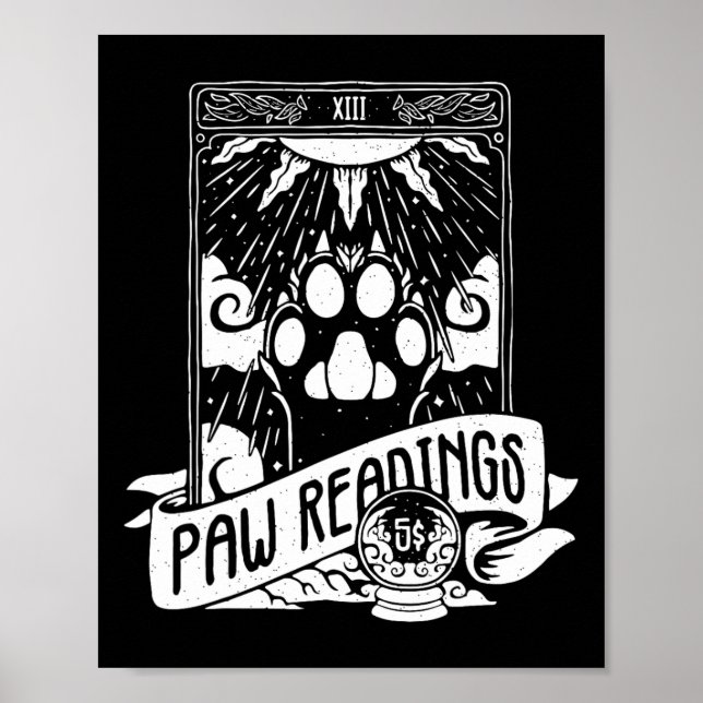Tarot Card Crescent Moon And Cat Paw Reading  Poster (Front)
