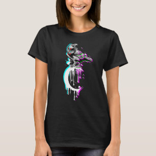 Tarot Card Crow Crescent Moon Vaporwave Occult Rav T-Shirt
