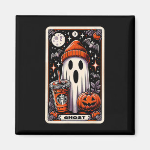 Tarot Card Cute Ghost Spooky Season Jack O Lantern Magnet