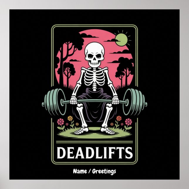 Tarot Card Deadlifts Funny Skeleton Workout Design Poster (Front)