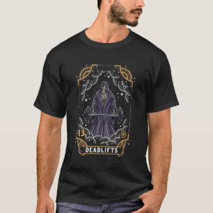 Tarot Card Deadlifts Skeleton Scary Fitness Fan Po T-Shirt
