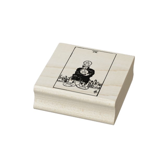 Tarot Card: Four of Coins: 4 of Pentacles Rubber Stamp (Stamp)