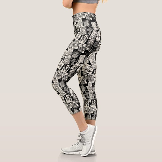 Tarot Card Gothic Witchcraft Goth Fortune Teller Capri Leggings (Left)