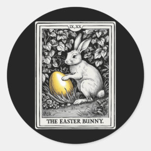 Tarot Card Happy Easter Bunny Spring Easter Egg Ea Classic Round Sticker