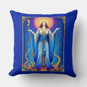Tarot Card Illustration, Queen of Wands Throw Pillow