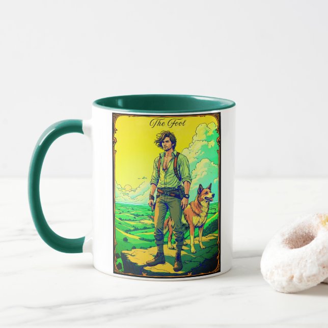 Tarot Card Illustration, The Fool Mug (With Donut)