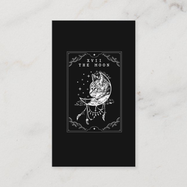 Tarot Card Moon and Cat Crescent Illustration (Front)