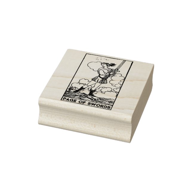 Tarot Card: Page of Swords Personalized Rubber Stamp (Stamp)