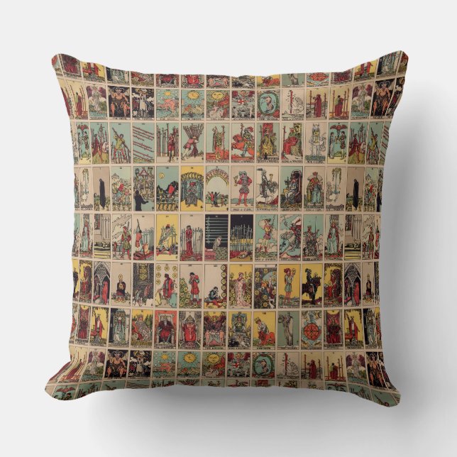Tarot Card Pillow - Vintage Tarot Pattern  (Front)