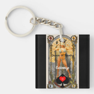 Tarot Card Queen of Spades Thunder_Cove Keychain