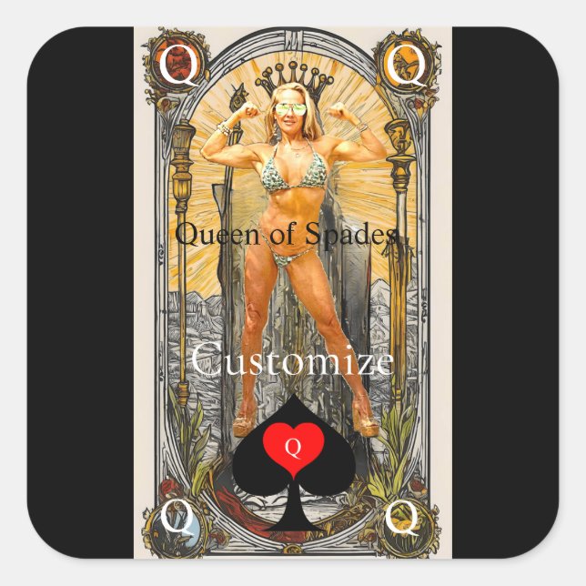 Tarot Card Queen of Spades Thunder_Cove Square Sticker (Front)