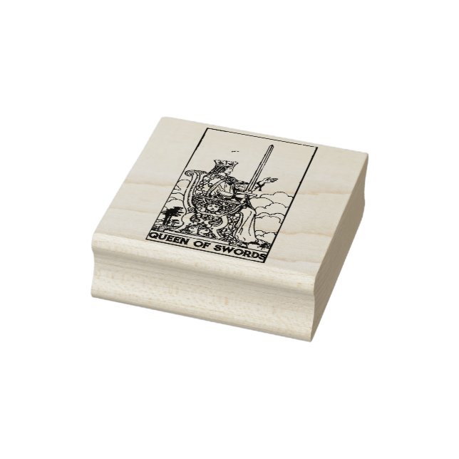 Tarot Card: Queen of Swords Personalized Rubber Stamp (Stamp)