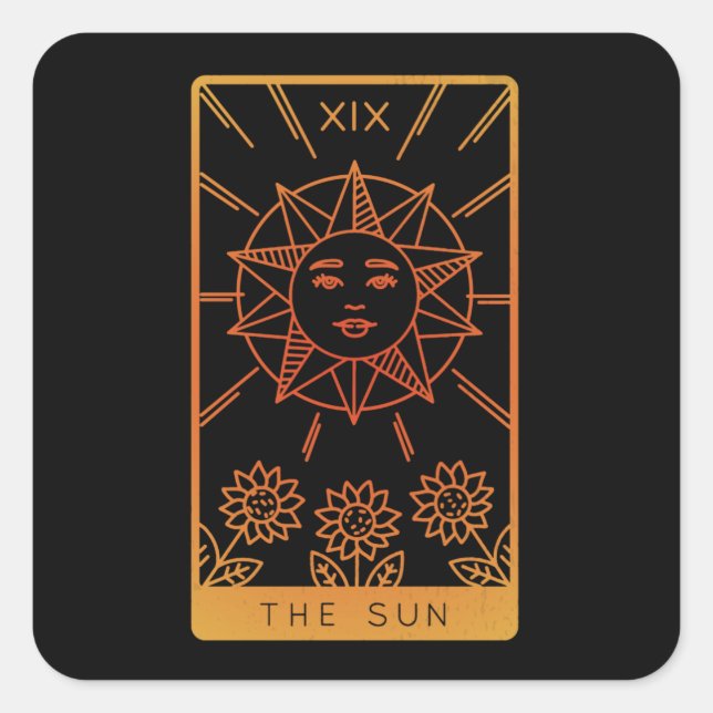 Tarot Card Shirts For Women Occult The Sun Tarot Square Sticker (Front)