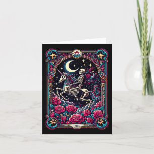 Tarot Card Skeleton Colorful Floral Unicorn Hallow