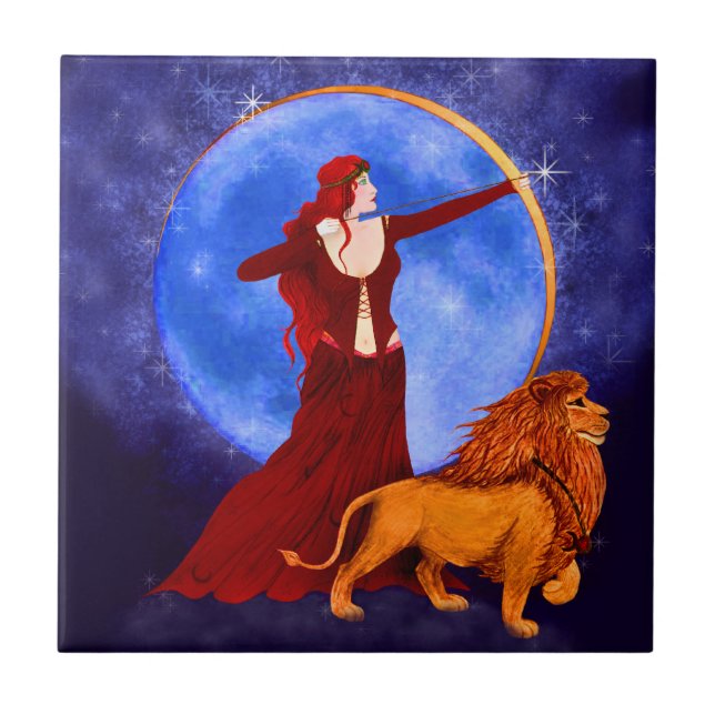 Tarot Card Strength Ceramic Tile (Front)