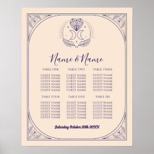 Tarot Card Table 6 Seating Plan Wedding Star Moon Poster