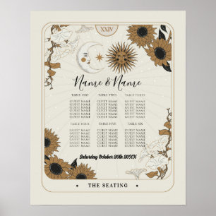 Tarot Card Table 6 Seating Plan Wedding Sun Moon  Poster