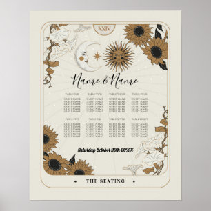 Tarot Card Table 8 Seating Plan Wedding Sun Moon Poster
