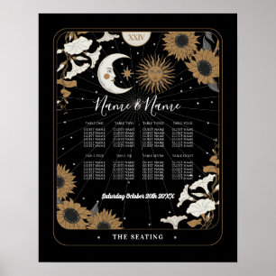Tarot Card Table 8 Seating Plan Wedding Sun Moon  Poster