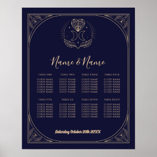 Tarot Card Table 8 Seating Wedding Crystals Moon Poster