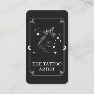Tarot Card Tattoo Artist Celestial Business Card