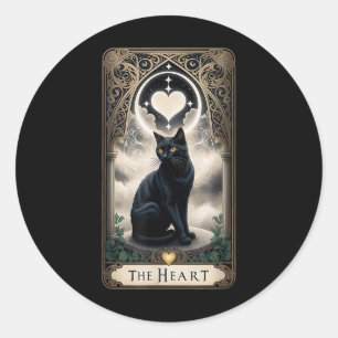 Tarot Card The Heart I Black Cat Tarot Card For Ca Classic Round Sticker