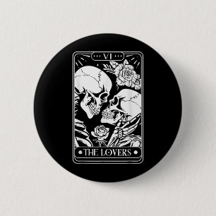 Tarot Card The Lovers Vintage Skeleton Goth Hallow 2 Inch Round Button