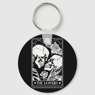 Tarot Card The Lovers Vintage Skeleton Goth Hallow Keychain