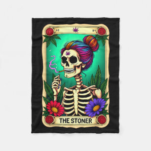 Tarot Card The Messy Bun Skeleton Halloween Fleece Blanket