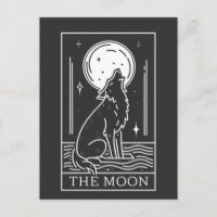 Tarot Card The Moon Wolf Howling Postcard