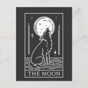 Tarot Card The Moon Wolf Howling Postcard