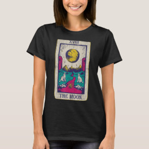 Tarot Card The Moon Xviii Occult Vintage Wolf Moon T-Shirt