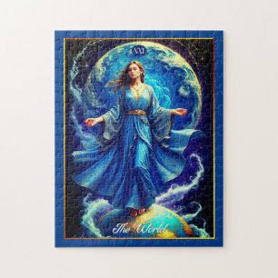 Tarot Card, the World, in Deep Blue  Jigsaw Puzzle