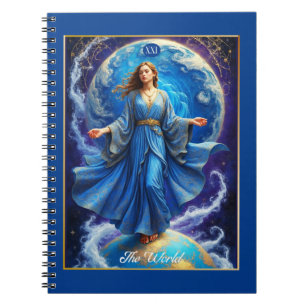 Tarot Card, the World, in Deep Blue  Notebook