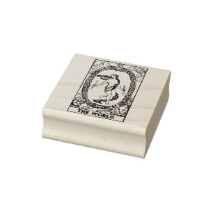 Tarot Card: The World: Personalized Text Rubber Stamp