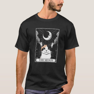 Tarot Card Vintage Crescent Moon Calico Cat Mom Ca T-Shirt